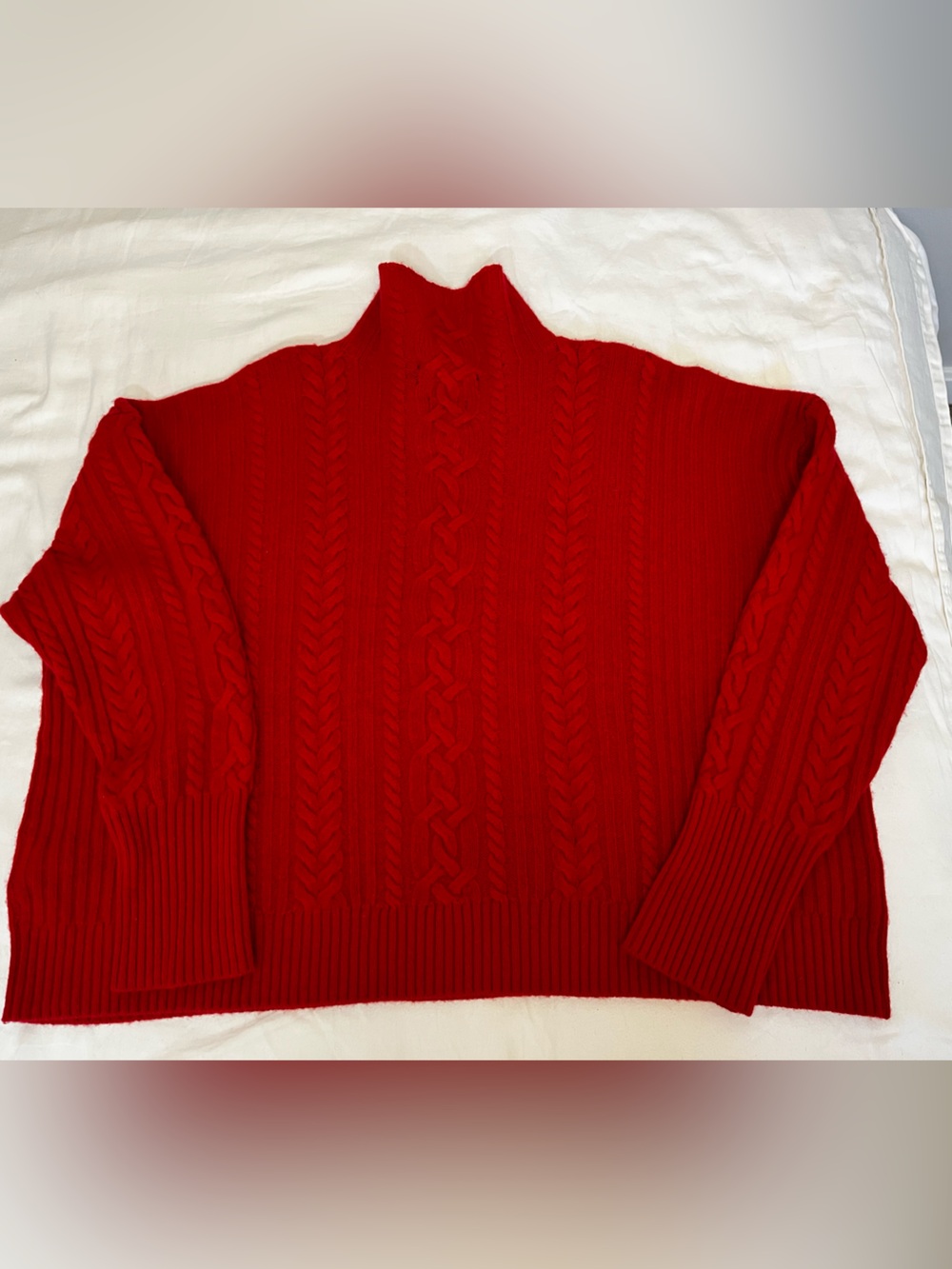 Lauren Ralph Lauren Classic Cable Knit Red Wool Cashmere Sweater - Women’s XL